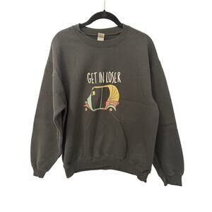 Unisex Sweatshirt Rickshaw M Black Cotton Fleece Lined Graphic Print Long Sleeve